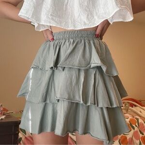 ASOS Design Sage Green Ruffle Skirt